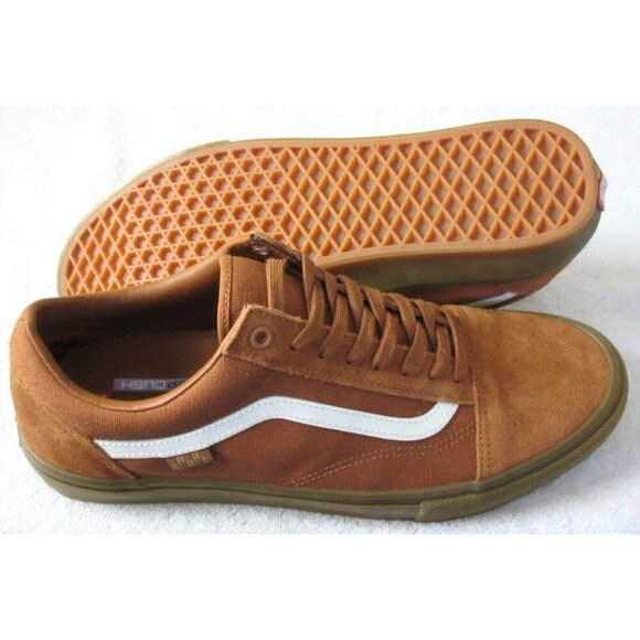 Vans Men's Skate Old Skool Brown Gum Bottom Striped Canvas Suede shoes Sizes - Picture 2 of 5